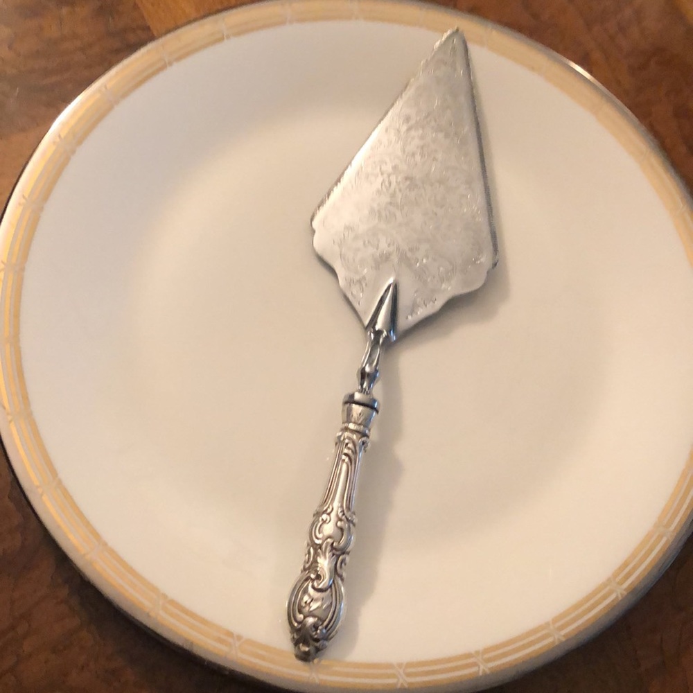 Antique Ornate Sterling Silver cake Server from Italy 925 Silver